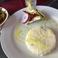 Vegetable curry with rice at Spice Curry in Funchal