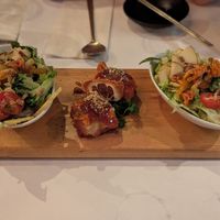 Homemade salad and crispy tofu gangjeon at LUNA in Montreal