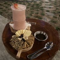 Cheese platter with strawberry lassi  at PlantLab in Hoi An
