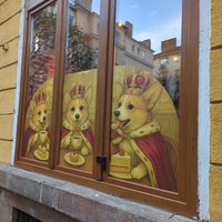 Outside at Corgi's Cafe in Sofia