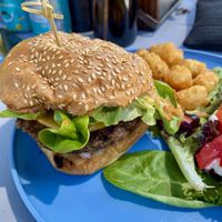 Awesome lentil burger!  at Ox Eats Grass in Salt Spring Island
