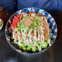 Vegan salmon don  at Mystic Ramen in Hamilton