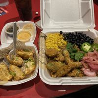 Vegetable potstickers and carne asada bowl made vegan    at Vandals Street Kitchen in Mobile
