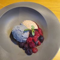 Ice Cream (request as vegan) - Black Sesame & assorted seasonal fruits at Tempu Terrace in Wakayama
