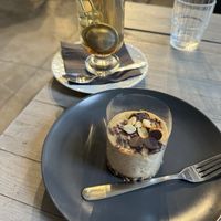 Desert: vegan “snickers” cakee  at Puhvet in Tartu