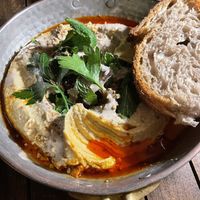 Hummus and eggplantt  at Faire Tapas & Wine in Barcelona