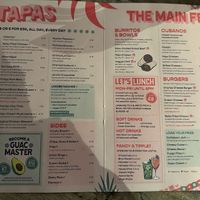 Menu  at Revolución de Cuba  in Belfast