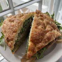Pesto Sandwich with Homemade Foccacia Bread  at Black Market Meats in Lakewood