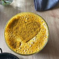 Golden milk latte  at superplanty in Zagreb