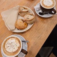 Oat Cappuccino and vegan/vegetarian pastries at ARTiSA Barcelona in Barcelona