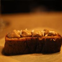 Corn cake with coffee cream at Aliado Bar & Aperitivo in San Juan