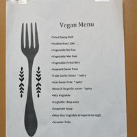 Vegan menu at Wong's Kitchen Rochester in Rochester