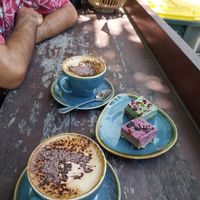 Cappuccinos with (delicious) raw cakes at The Beach Hut  in Palm Cove