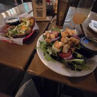 Vegan Potato skins and a side salad, perfect! at Casey Moores in Tempe