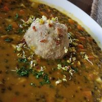 lentil pumpkin curry with dumpling at Heli's Restaurant in Voecklabruck
