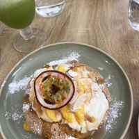 Coconut passionfruit mango yoghurt pancakes (vg)   at Sage Brunch in Lisbon