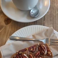 Dirty chai and pecan cake at The Paddle in the Forest in Brockenhurst