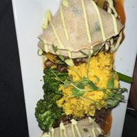 Crepes with mushroom and paella rice! Was super delish  at The Studio in Hilton Head Island