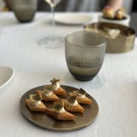 Chickpea panissa and hummus   at Marixx in Ventimiglia