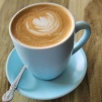 Soy flat white coffee ☕️ at Hub Cafe in Woolgoolga