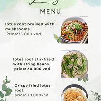 Menu  at Tiệm trà Lê La - Le La Vegan in Cao Bang