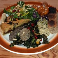 Big plate...a little of everything  at Almanac Cafe in Plymouth