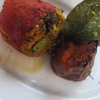 Peppers stuffed with lentils (ask for without cheese) at Espaco Funchal in Funchal