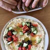 Seasonal offering: hummus and crusty bread  at Soombida - 숨비다 in Jeju
