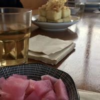 Agedashi tofu (fried tofu and enoki served with vegan sauce)  at Soombida - 숨비다 in Jeju