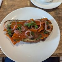 "lox" with vegan cream cheese at The French in Hamilton