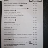 Food menu at Jáma³ Garden Pub in Prague
