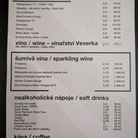 Drink menu at Jáma³ Garden Pub in Prague