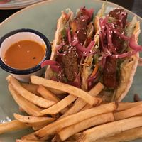 tacos with falafel and a sauce very tasty   at Jáma³ Garden Pub in Prague