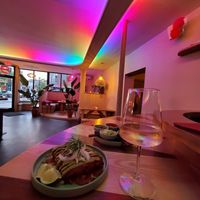 Mushroom enchiladas with a side of avocado crema & trio of salsas at Cantina Calafia in Portland