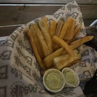 cassava wedges with vegan sauce   at Bocadillo in Montreal