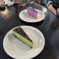 Mint chocolate chip and prickly pear!  at Main Street Bistro in Bisbee