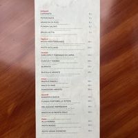 Menu   at La Caponata in Quito