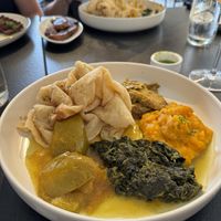 Can’t recall what this was called but tasty! Steak pictured in top left, wish I’d ordered it!  at HAAM - Caribbean Plant Cuisine in Brooklyn