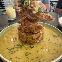 Mofongo with fried oyster mushrooms  at HAAM - Caribbean Plant Cuisine in Brooklyn