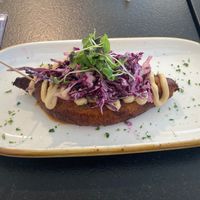 Sweet plantain boat at HAAM - Caribbean Plant Cuisine in Brooklyn