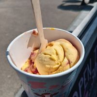 Mango and strawberry sorbet at Caffe Ginevra in Blyth
