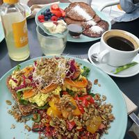 Great egg salat sandwich & pancake at Bataat in Amsterdam