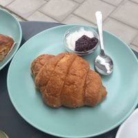 vegan croissant with marmelade and coconut yogurt  at Bataat in Amsterdam
