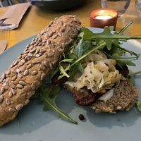 Smoked tempeh with sauerkraut   at Bataat in Amsterdam