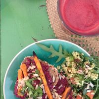 Beetroot hummus sandwich ♥️ at Bataat in Amsterdam