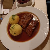 Vegetarischer Sauerbraten auf Sojabasis at Landgasthof Niebler in Adelsdorf