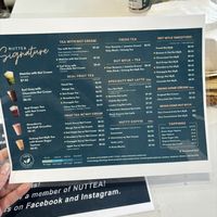 Large and customizable menu  at Nuttea in Toronto