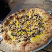 Pizza Funghi at The Park Cafe in Marahau