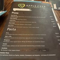 Menu (pizza, pasta).  at Apple & Eve - Vegan & tierisch lecker in Hamburg