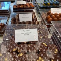 Vegan options labelled - the Bloody Mary in the upper right was also vegan and my favorite! at Chocolaterie Sukerbuyc in Bruges